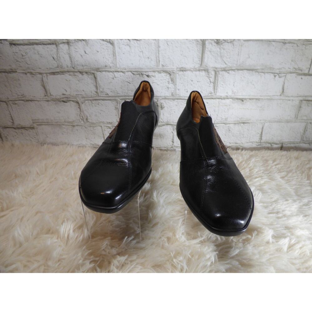 $220 Think! Black & Brown Floral Leather Witchy Whimsy Pumps Size 6.5 NEW T657 - Picture 3 of 7
